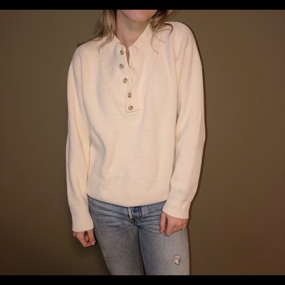 vintage L.L. Bean cream button sweater
